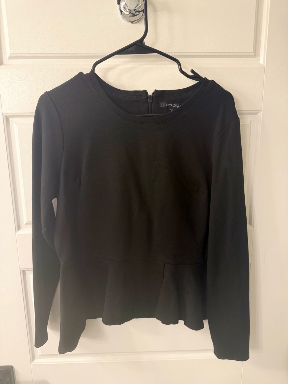Black Long-Sleeve Peplum Top